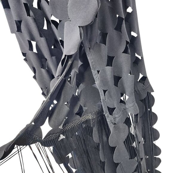 Anthropologie Black Geometric Cutout Fringe Tunic One Size Polyester‎ & Rayon - Picture 7 of 12